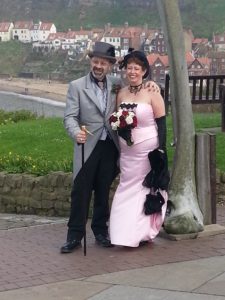 Photograph of a couple in Gothic style clothing