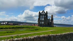 Photograph of Whitby Abbey from a distance 